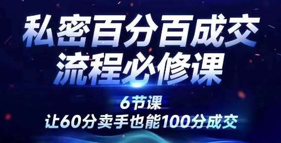 私密百分百成交流程线上训练营，绝对成交，让60分卖手也能100分成交-九节课