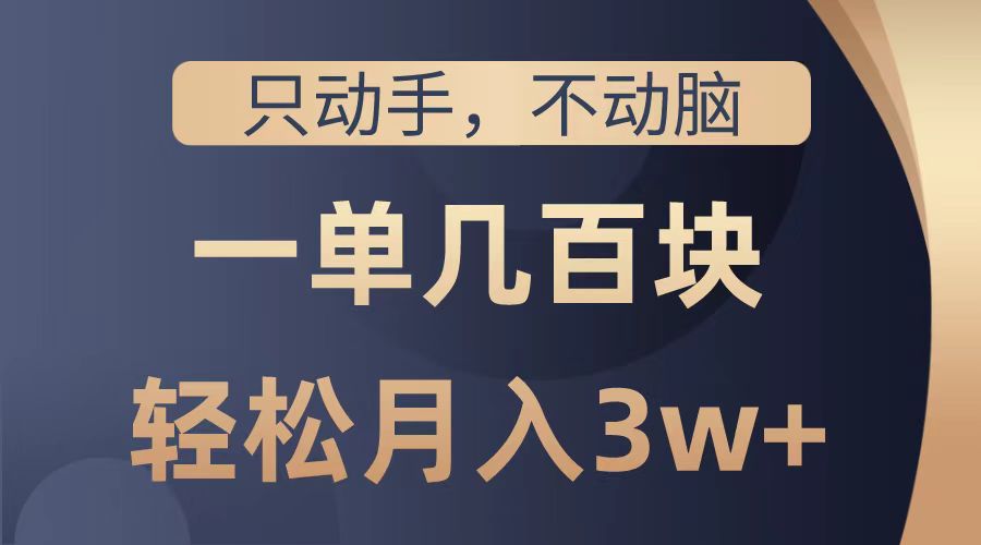 只动手不动脑，一单几百块，轻松月入2w+，看完就能直接操作，详细教程-九节课