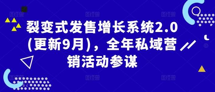 裂变式发售增长系统2.0(更新9月)，全年私域营销活动参谋-九节课