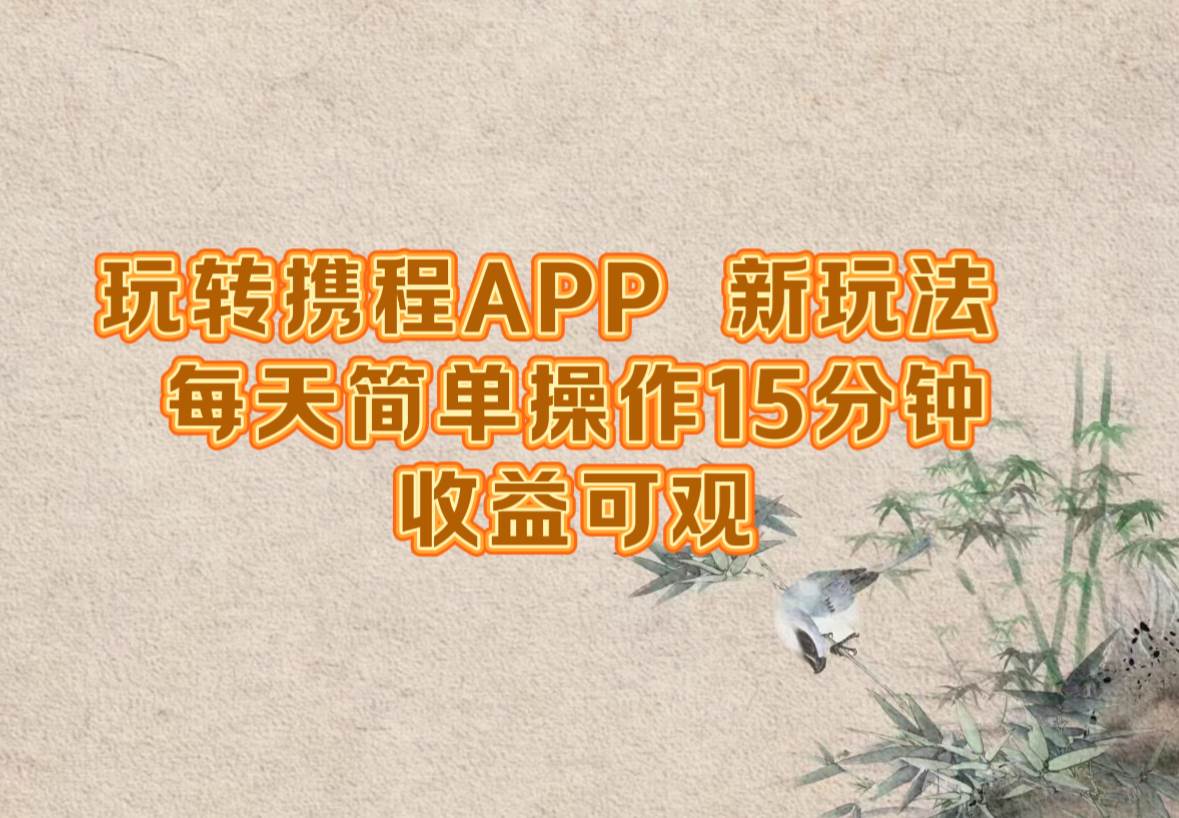 （12705期）玩转携程APP，新玩法，每天简单操作15分钟，收益可观-九节课