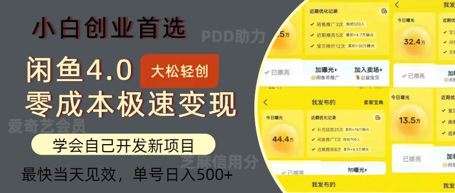 （12434期）闲鱼0成本极速变现项目，多种变现方式 单号日入500+最新玩法-九节课