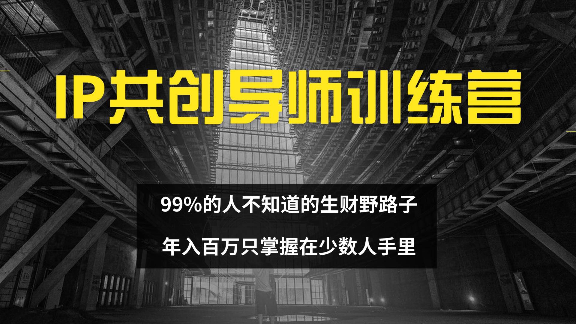 （12504期）IP共创导师训练营 99%的人不知道的生财野路子 只掌握在少数人手里-九节课