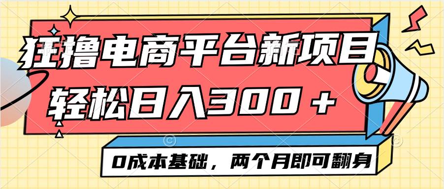 （12685期）电商平台新赛道变现项目小白轻松日入300＋0成本基础两个月即可翻身-九节课