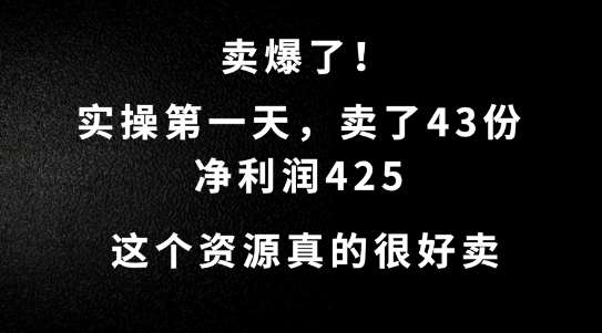 这个资源，需求很大，实操第一天卖了43份，净利润425【揭秘】-九节课