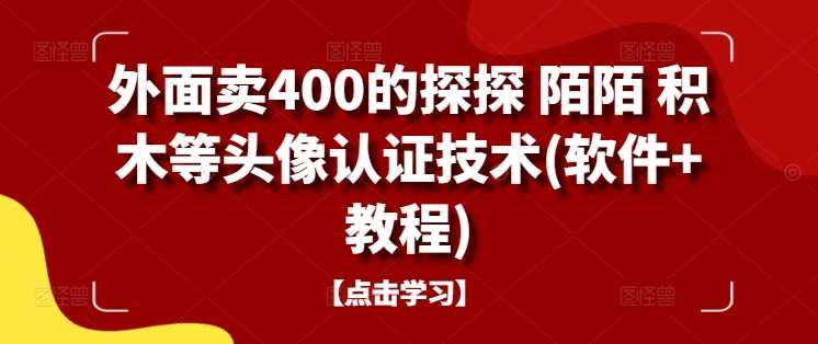 外面卖400的探探 陌陌 积木等头像认证技术(软件+教程)-九节课