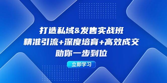 （12642期）打造私域&发售实操班：精准引流+深度培育+高效成交，助你一步到位-九节课