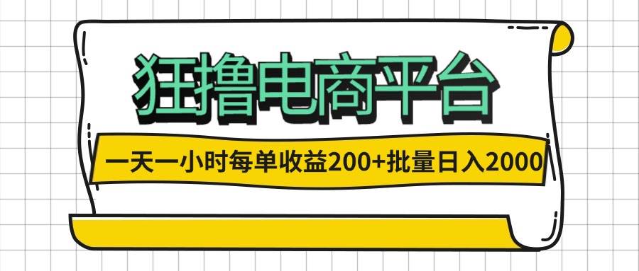 （12463期）一天一小时 狂撸电商平台 每单收益200+ 批量日入2000+-九节课