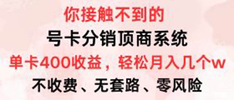 （12820期）号卡分销顶商系统，单卡400+收益。0门槛免费领，月入几W超轻松！-九节课