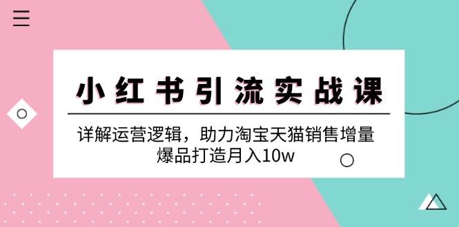 小红书引流实战课：详解运营逻辑，助力淘宝天猫销售增量，爆品打造月入10w-九节课