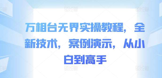 万相台无界实操教程，全新技术，案例演示，从小白到高手-九节课