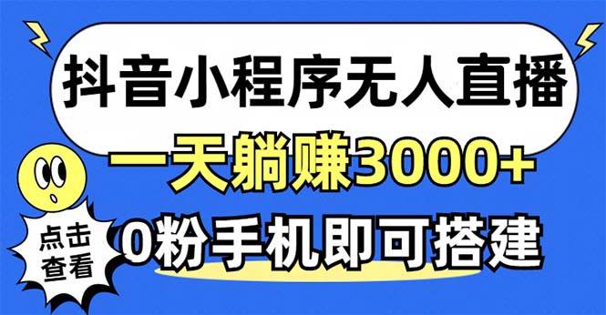 （12988期）抖音小程序无人直播，一天躺赚3000+，0粉手机可搭建，不违规不限流，小…-九节课