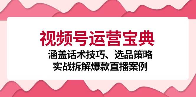 （12808期）视频号运营宝典：涵盖话术技巧、选品策略、实战拆解爆款直播案例-九节课