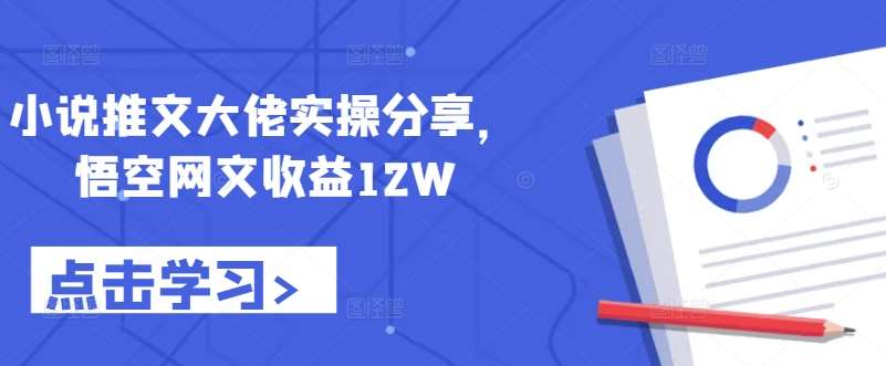 小说推文大佬实操分享，悟空网文收益12W-九节课