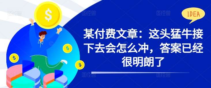 某付费文章：这头猛牛接下去会怎么冲，答案已经很明朗了 !-九节课