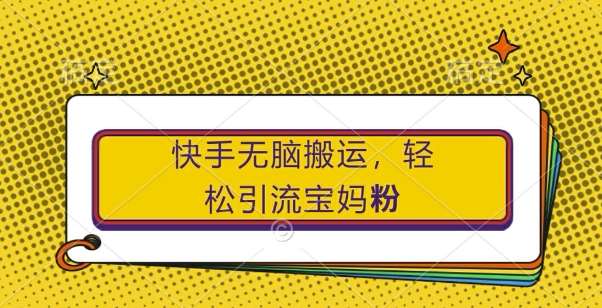 快手无脑搬运，轻松引流宝妈粉，纯小白轻松上手【揭秘】-九节课