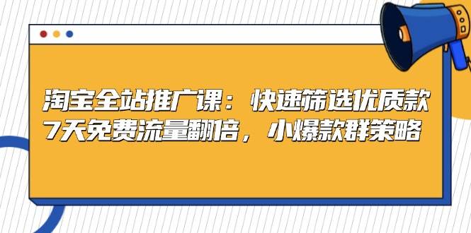 （13184期）淘宝全站推广课：快速筛选优质款，7天免费流量翻倍，小爆款群策略-九节课