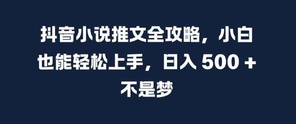 抖音小说推文全攻略，小白也能轻松上手，日入 5张+ 不是梦【揭秘】-九节课