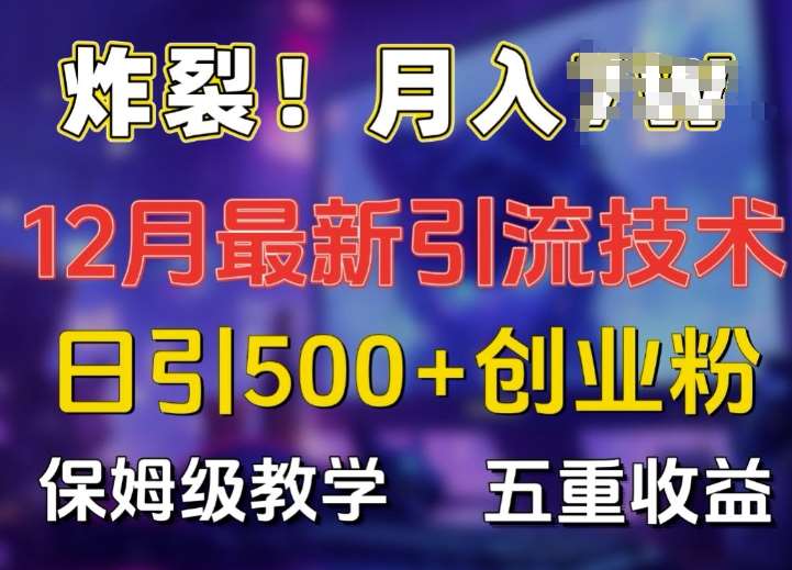 炸裂!揭秘12月最新日引流500+精准创业粉，多重收益保姆级教学-九节课