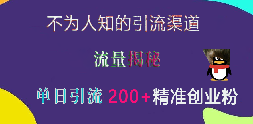 不为人知的引流渠道，流量揭秘，实测单日引流200+精准创业粉-九节课