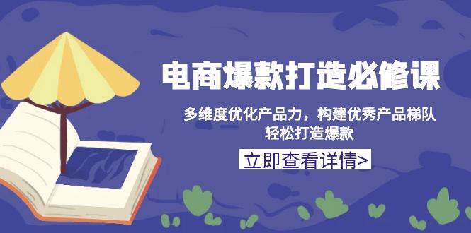 （13689期）电商爆款打造必修课：多维度优化产品力，构建优秀产品梯队，轻松打造爆款-九节课