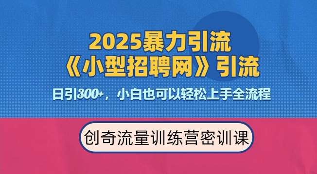 2025最新暴力引流方法，招聘平台一天引流300+，日变现多张，专业人士力荐-九节课