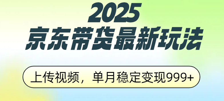 2025京东带货最新玩法，上传视频，单月稳定变现999+-九节课