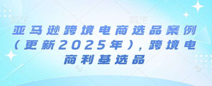 亚马逊跨境电商选品案例(更新2025年)，跨境电商利基选品-九节课